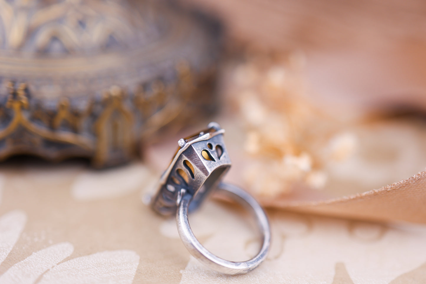 Betwixt The Worlds - Bi-Colour Citrine OOAK Ring