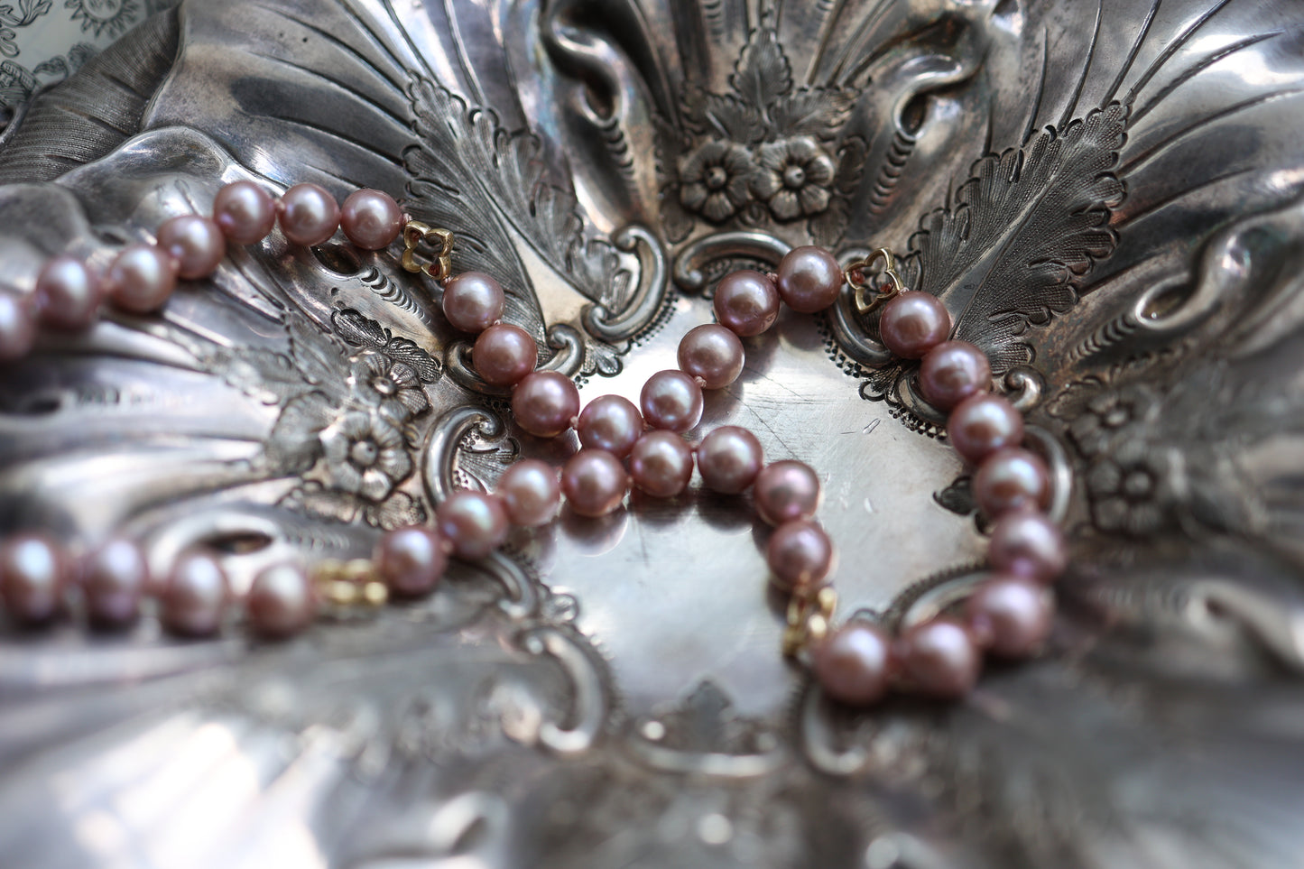 String of High Holy Pearls - Gold & Purple/Pink Pearls