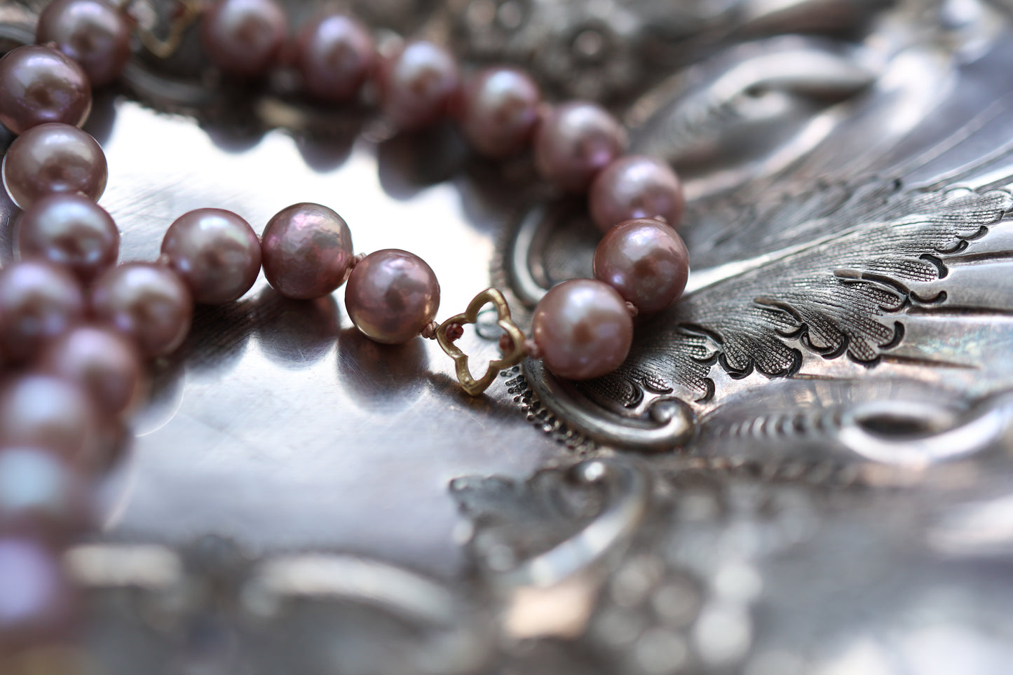 String of High Holy Pearls - Gold & Purple/Pink Pearls
