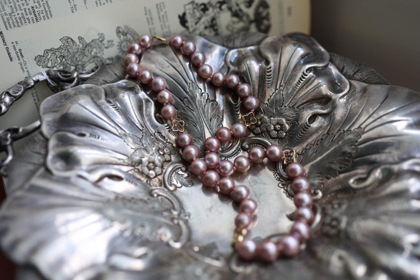 String of High Holy Pearls - Gold & Purple/Pink Pearls