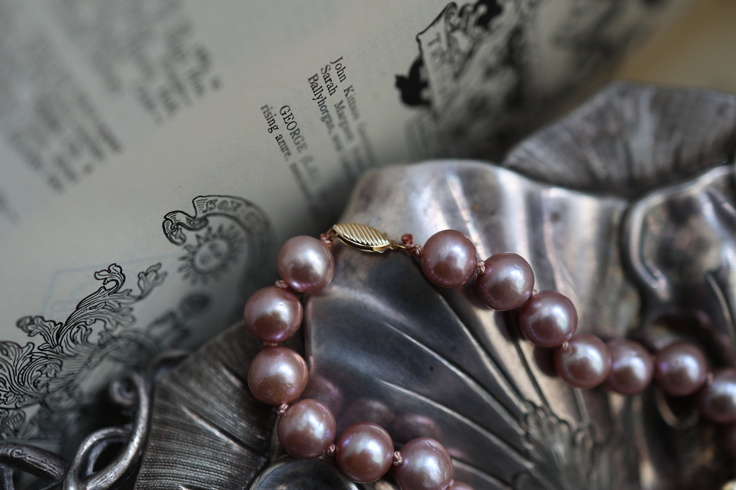 String of High Holy Pearls - Gold & Purple/Pink Pearls