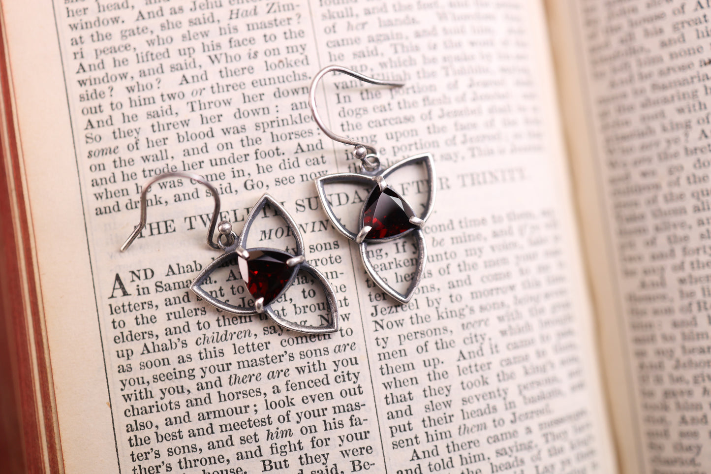 Tracery Earrings - Garnet