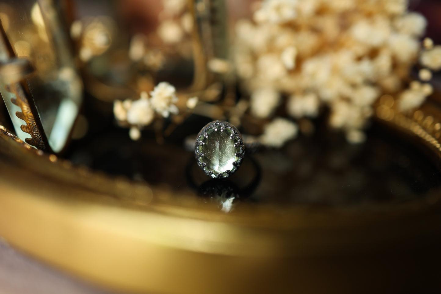 Serpentine Ring (Narrow) - Prasiolite OOAK