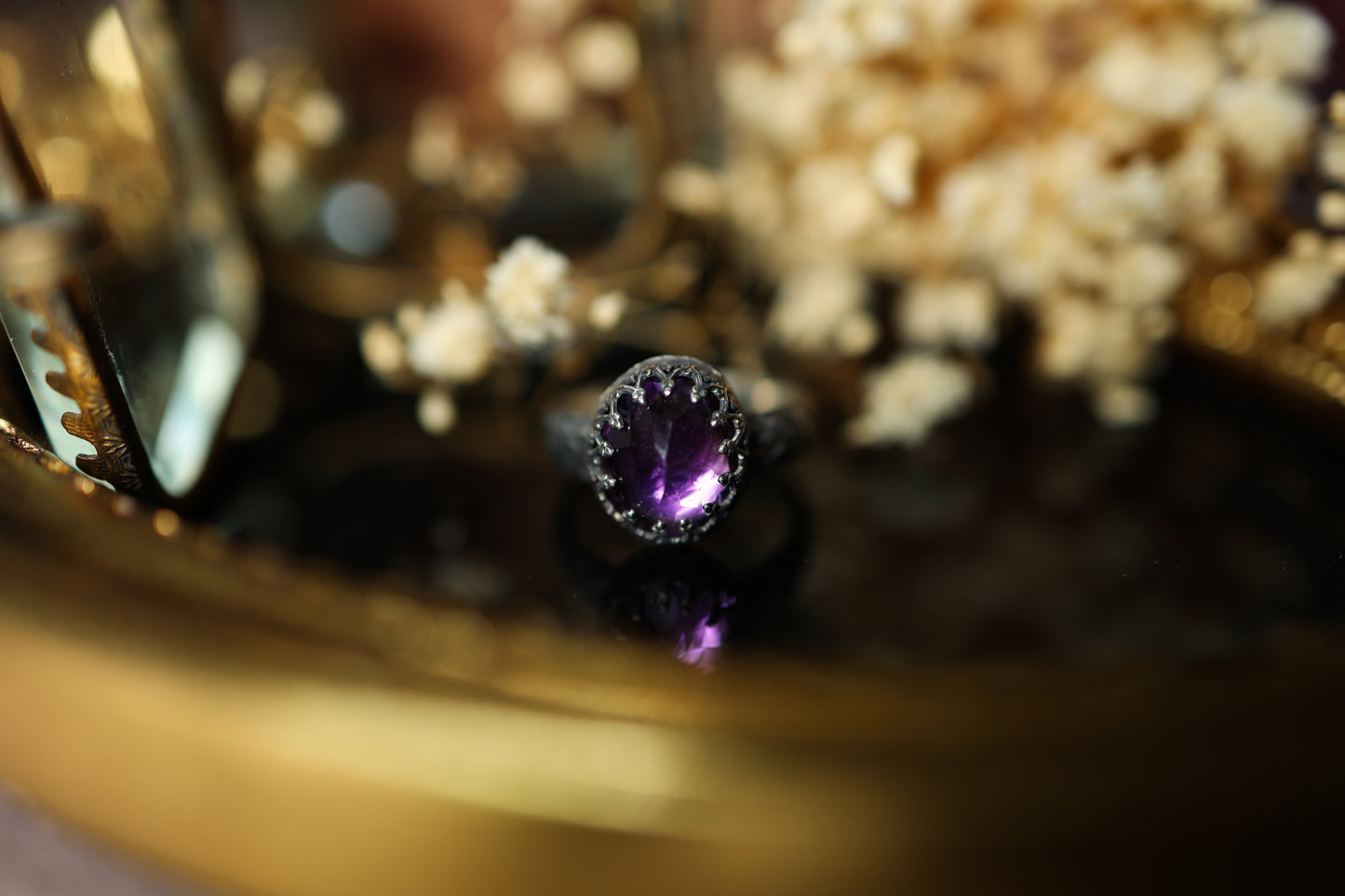 Serpentine Ring (Wide) - Amethyst OOAK