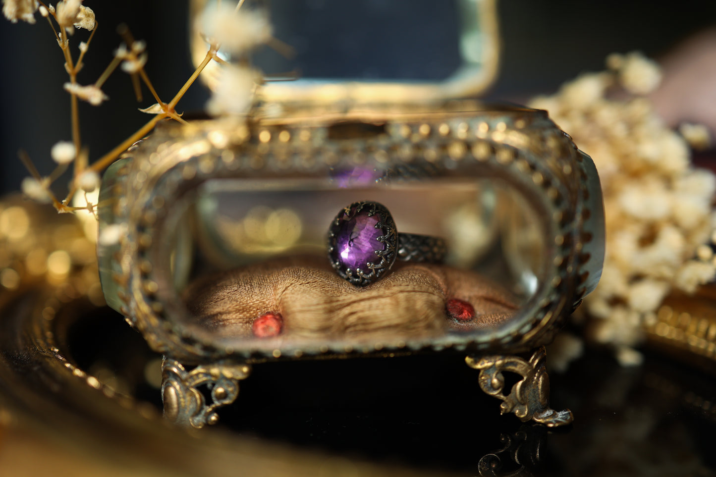 Serpentine Ring (Wide) - Amethyst OOAK