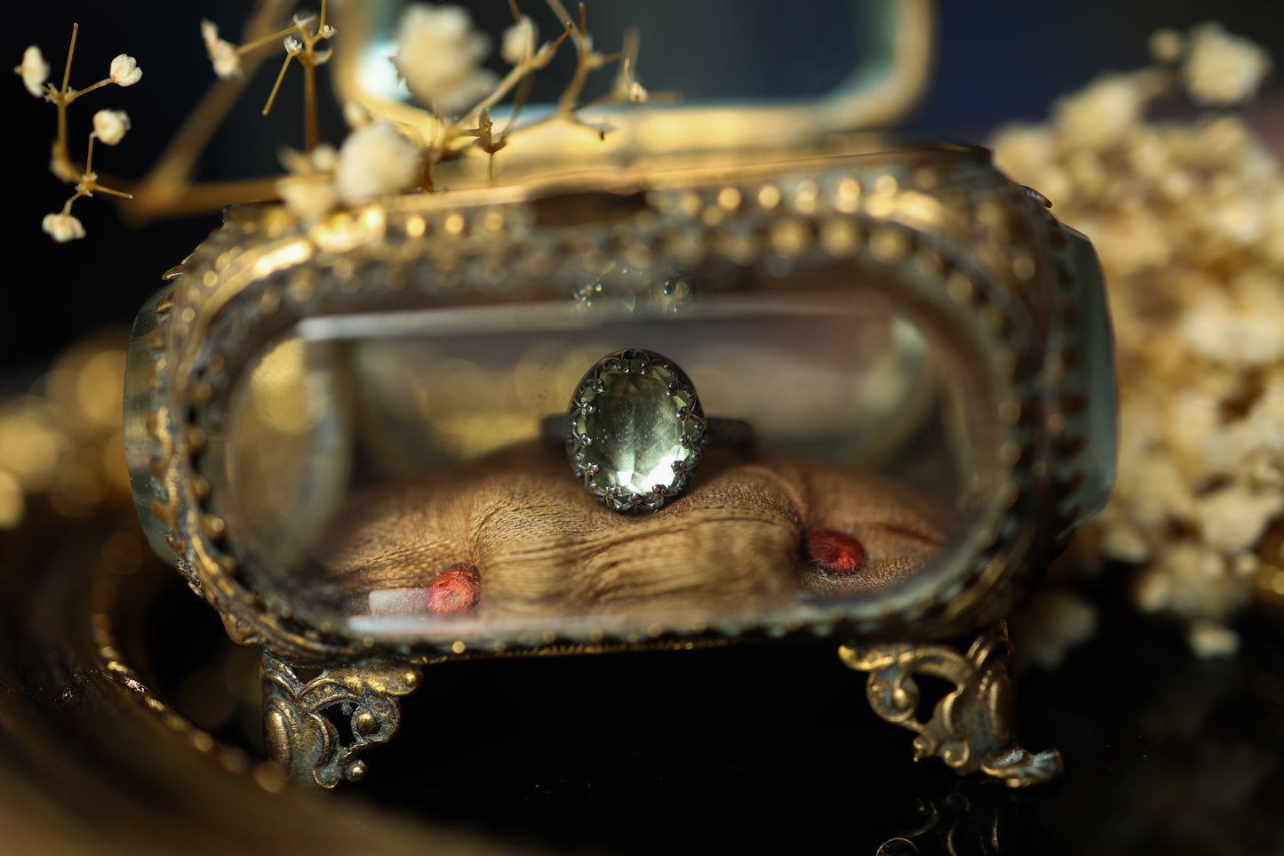 Serpentine Ring (Narrow) - Prasiolite OOAK