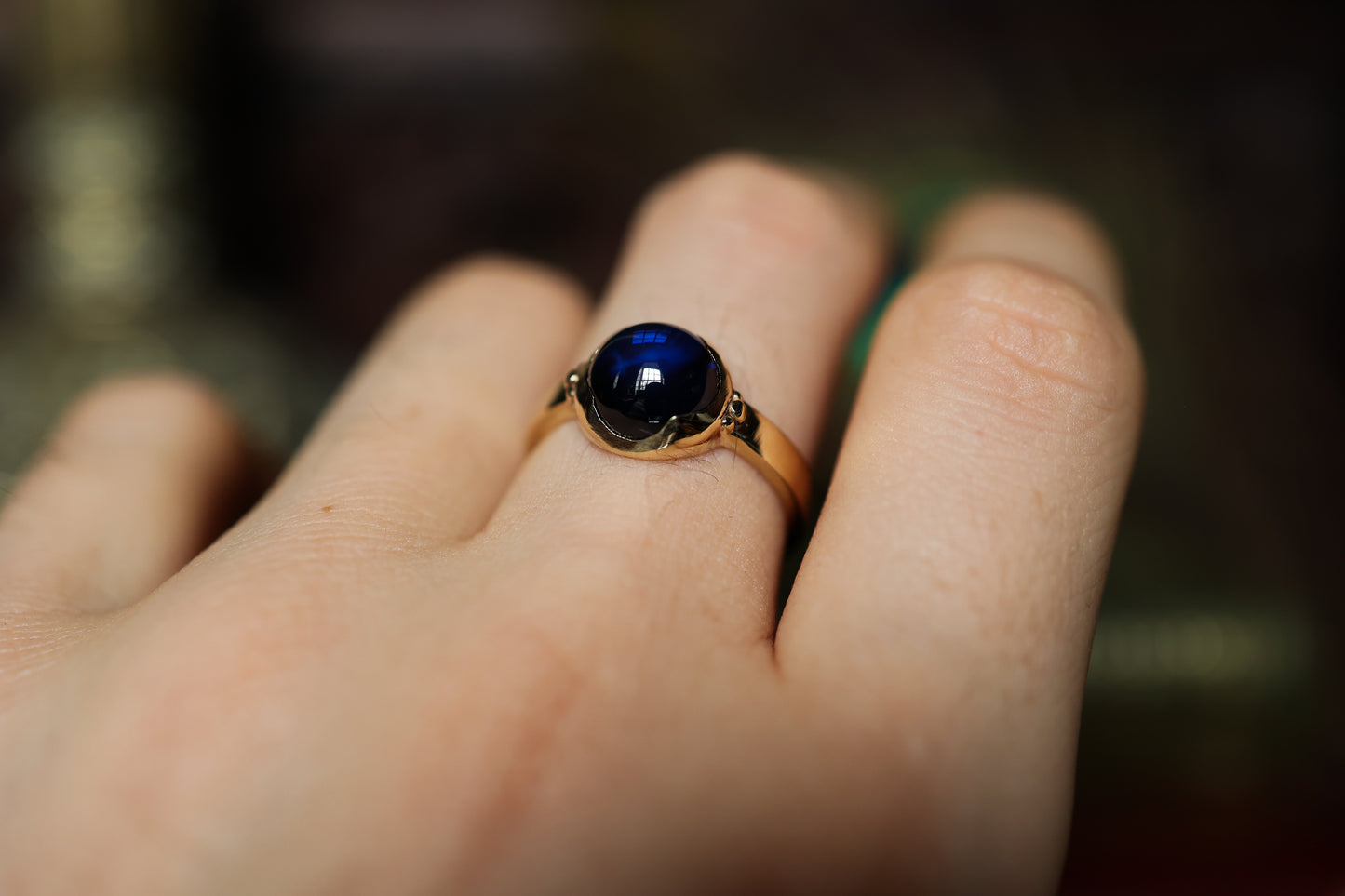 Tudor Ring - Gold & Lab Sapphire