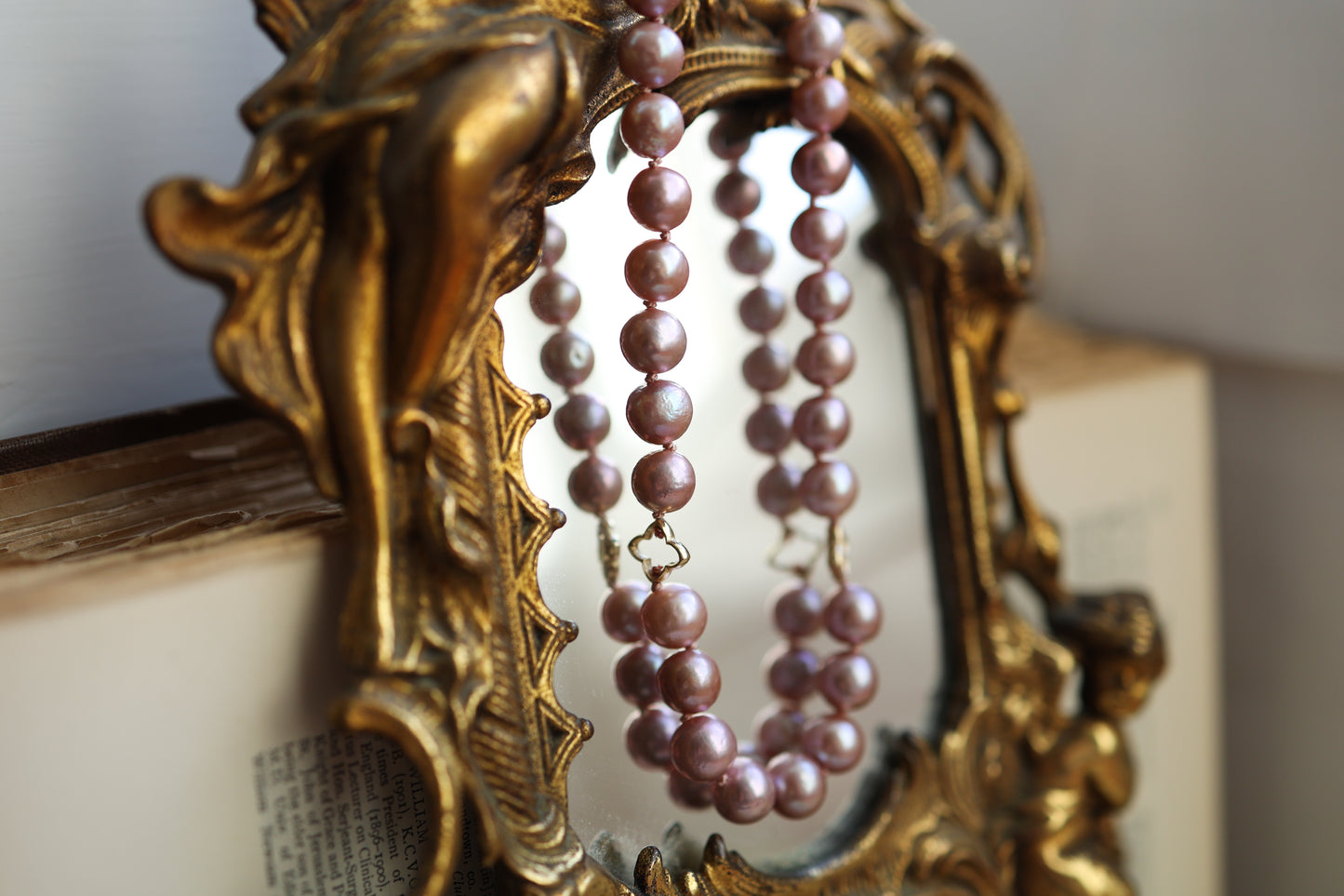 String of High Holy Pearls - Gold & Purple/Pink Pearls