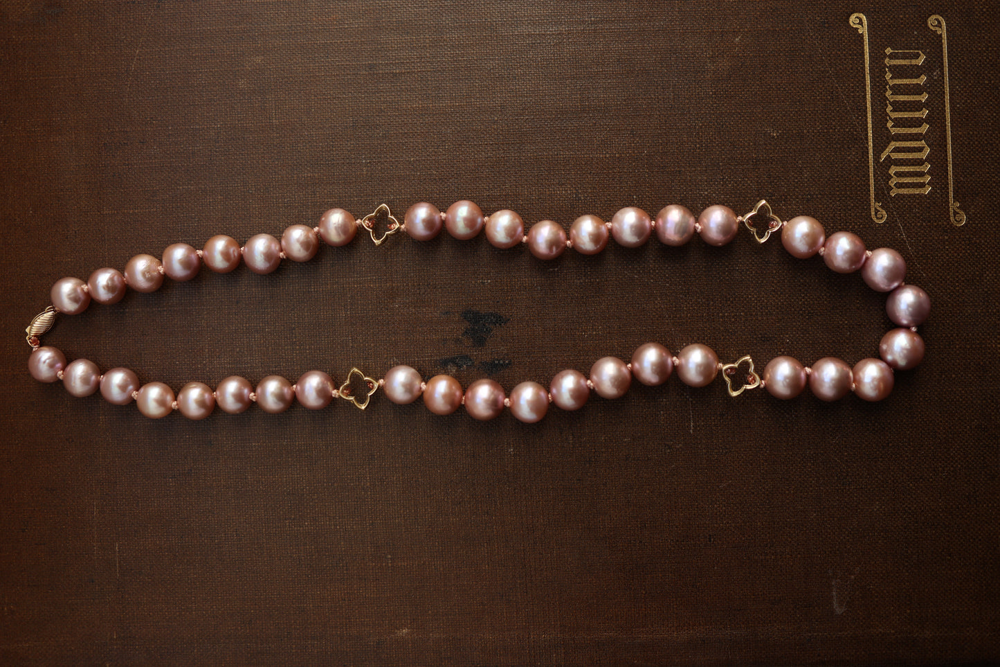 String of High Holy Pearls - Gold & Purple/Pink Pearls