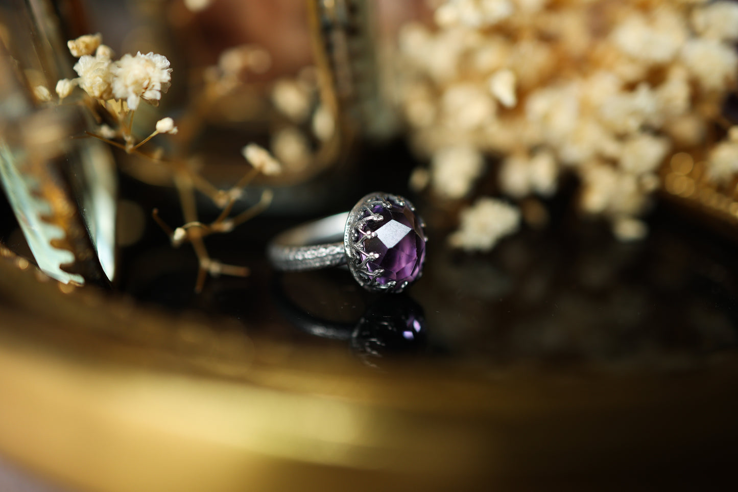 Serpentine Ring (Narrow) - Amethyst OOAK