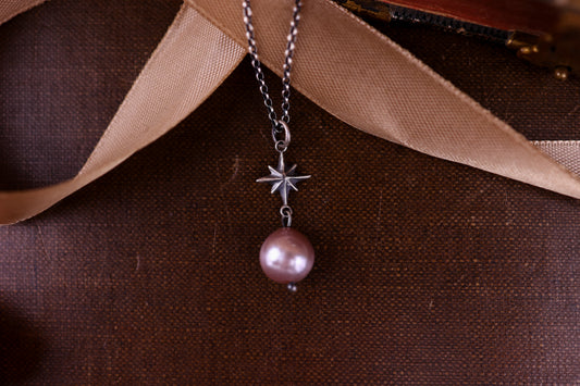 Celestial Star Pendant - Pearl - Silver