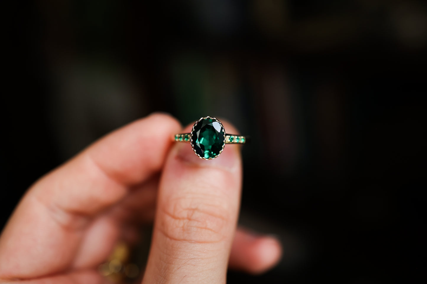 Envy Ring - Gold + Lab Emerald