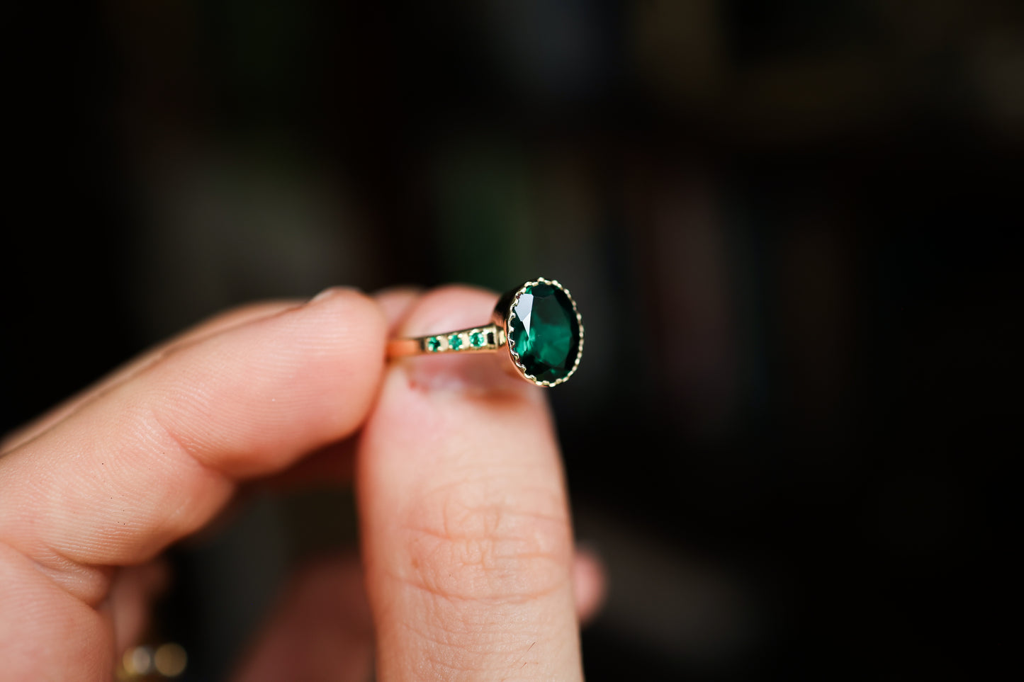 Envy Ring - Gold + Lab Emerald