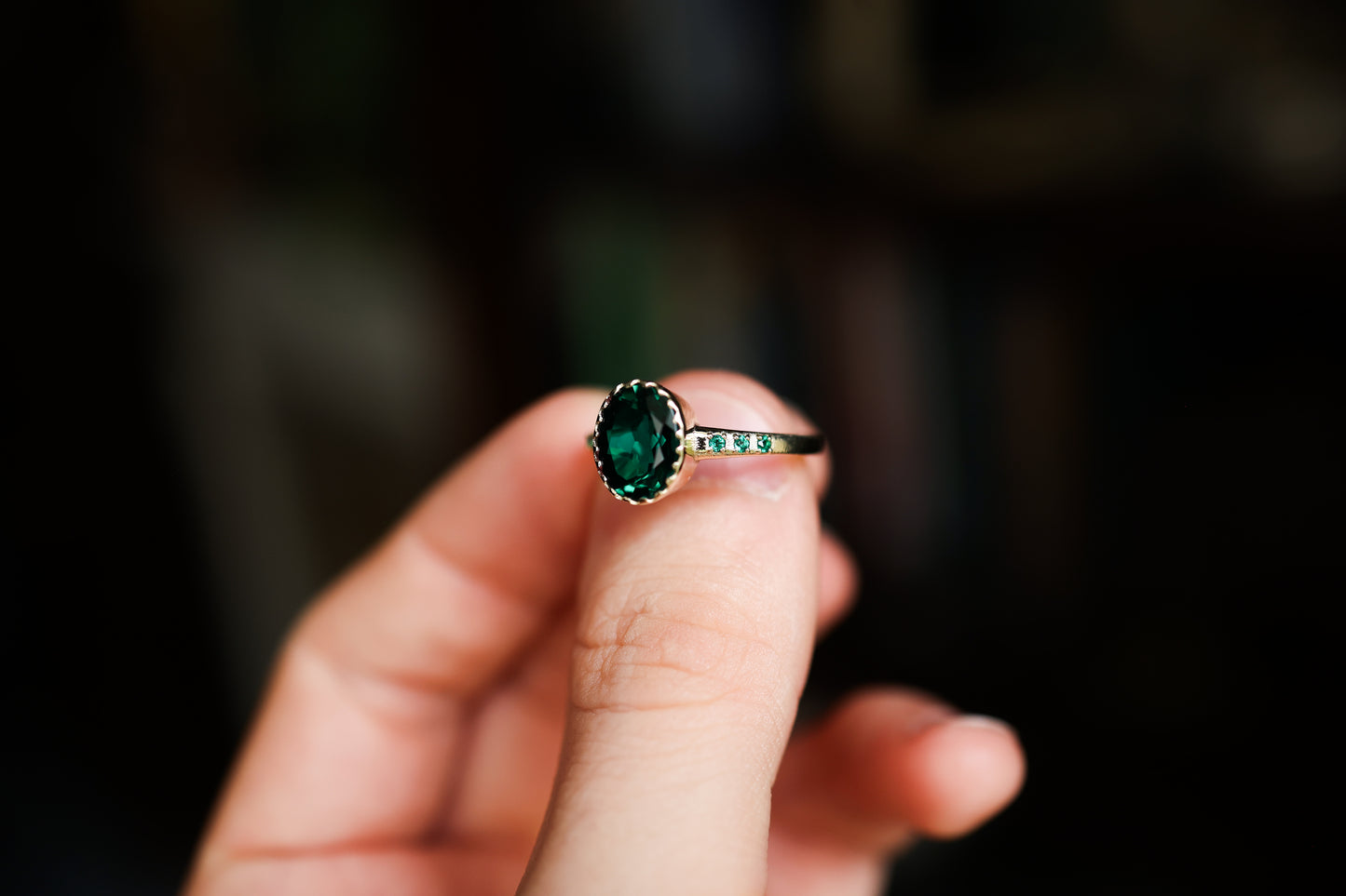 Envy Ring - Gold + Lab Emerald