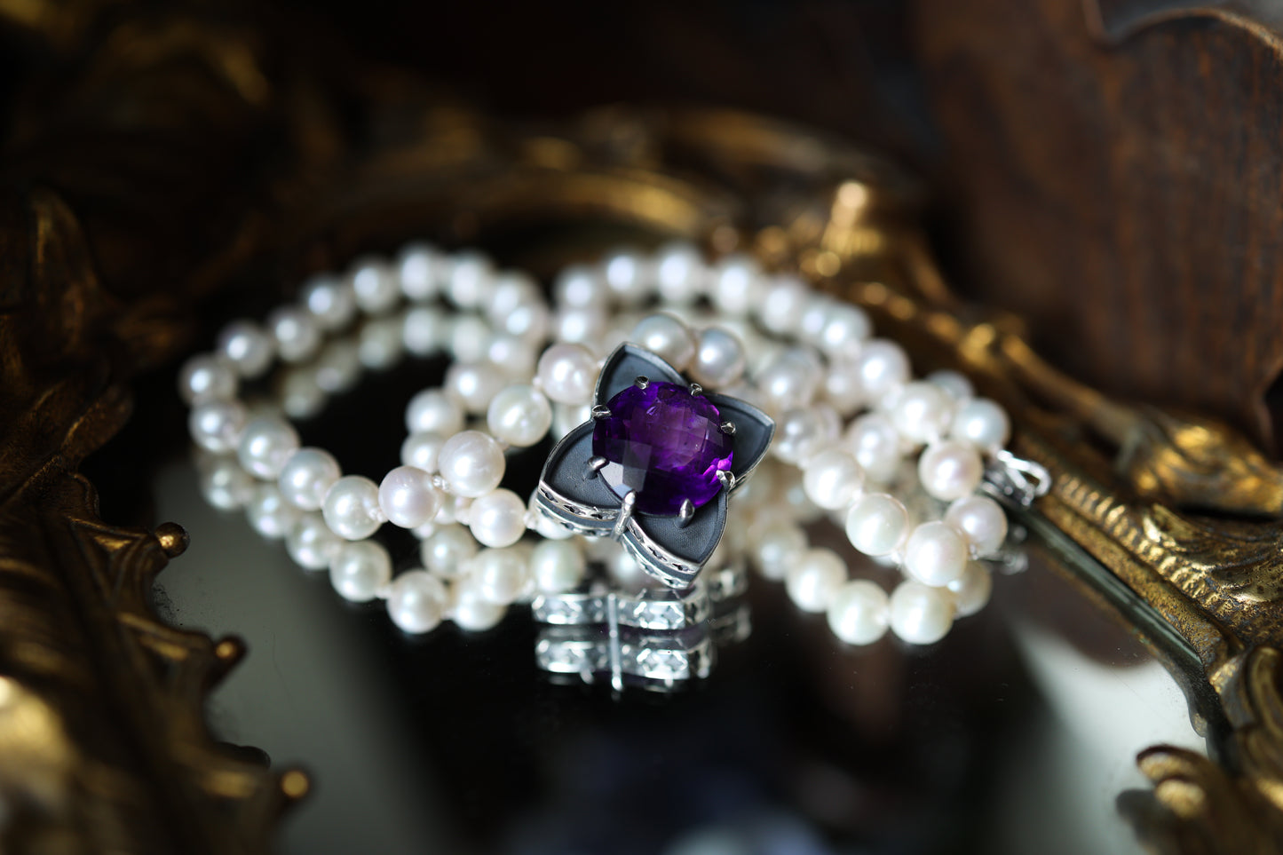 Court of Victoria - One Of A Kind Necklace (OOAK) - Pearl + Amethyst