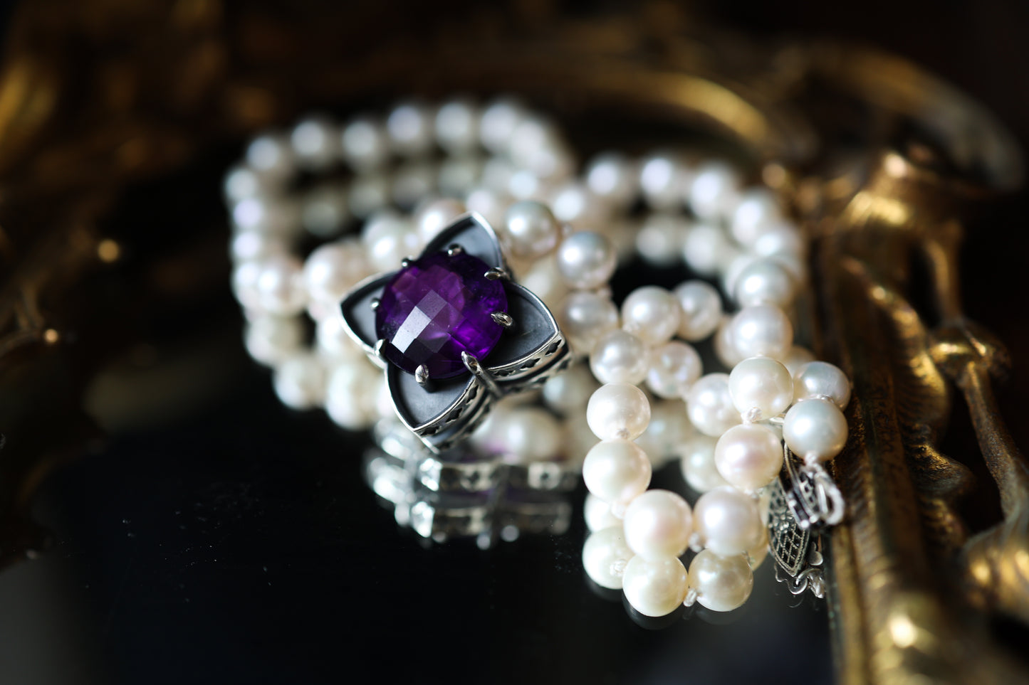 Court of Victoria - One Of A Kind Necklace (OOAK) - Pearl + Amethyst