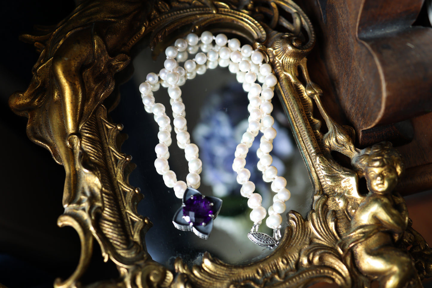 Court of Victoria - One Of A Kind Necklace (OOAK) - Pearl + Amethyst