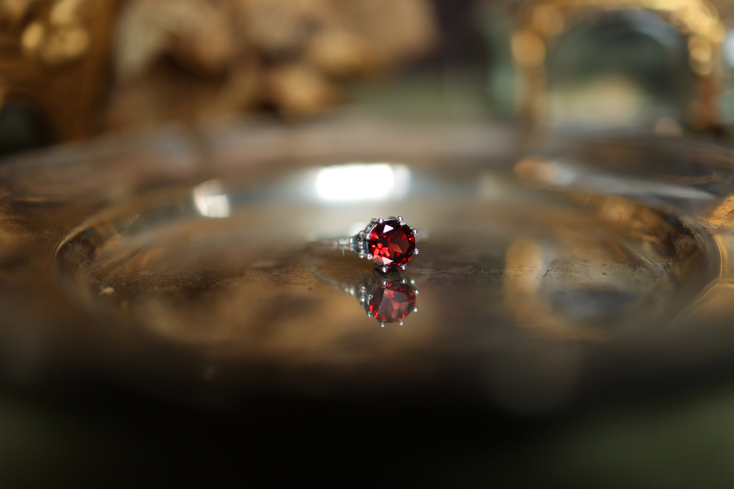 Plume Ring - Silver - Garnet