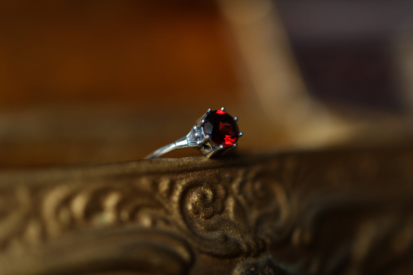 Plume Ring - Silver - Garnet