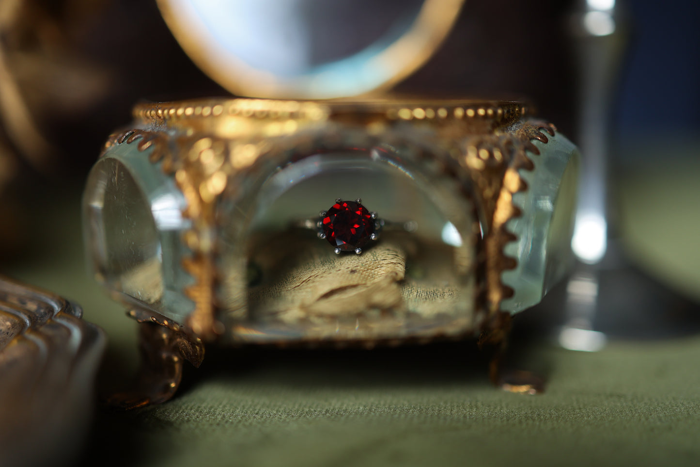 Plume Ring - Silver - Garnet