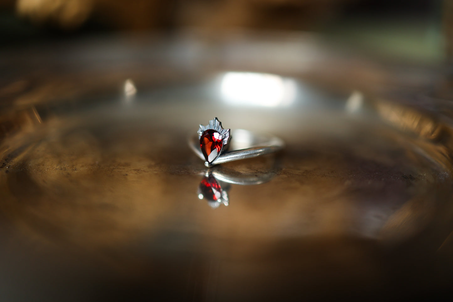 Radiant Rain Ring - Silver - Garnet