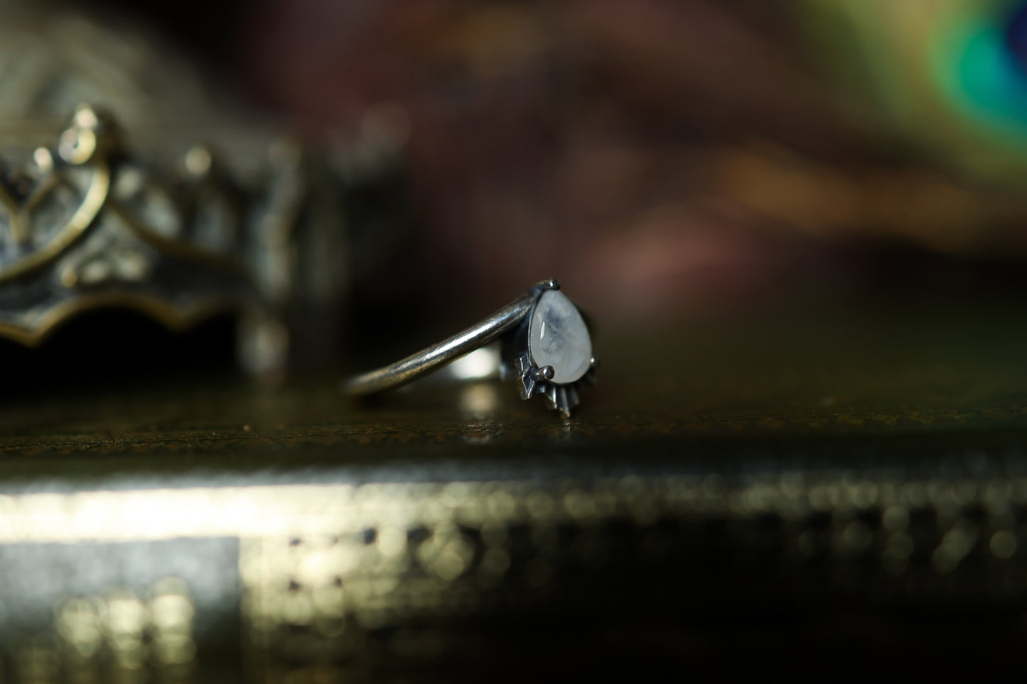 Radiant Rain Ring - Silver - Rainbow Moonstone