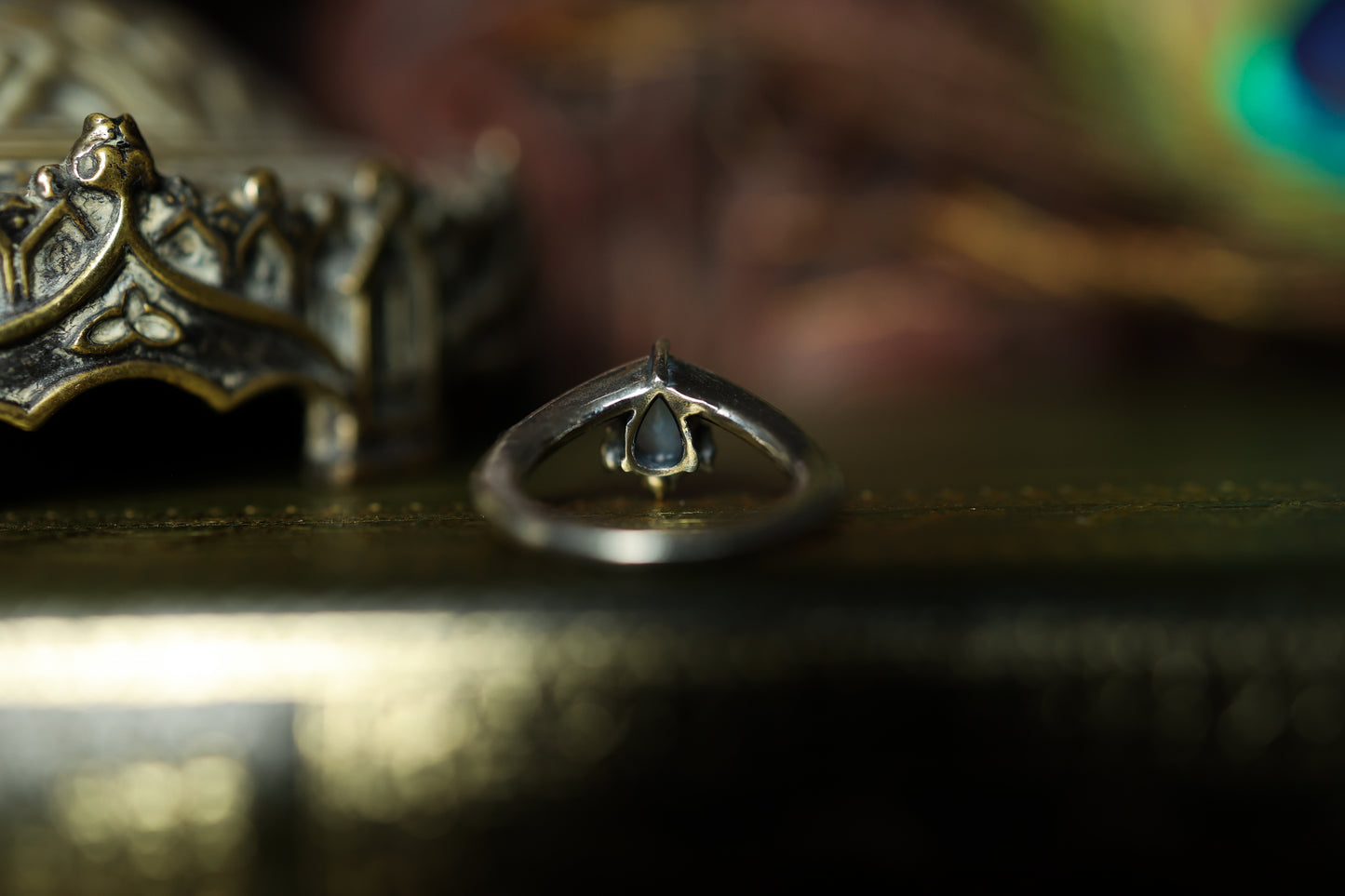 Radiant Rain Ring - Silver - Rainbow Moonstone