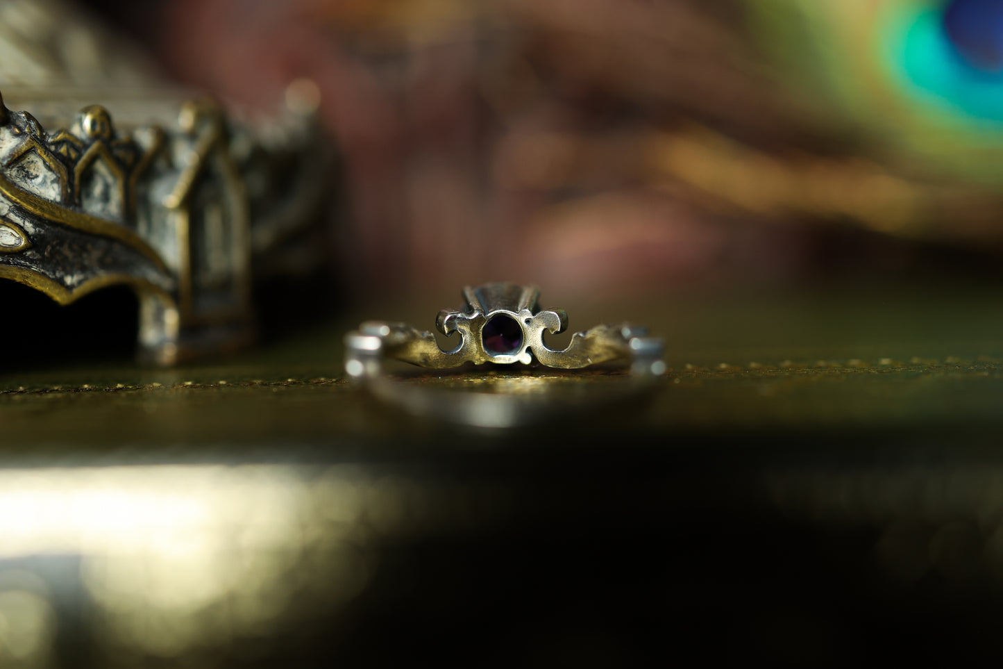 High Scroll Ring - Silver - Amethyst