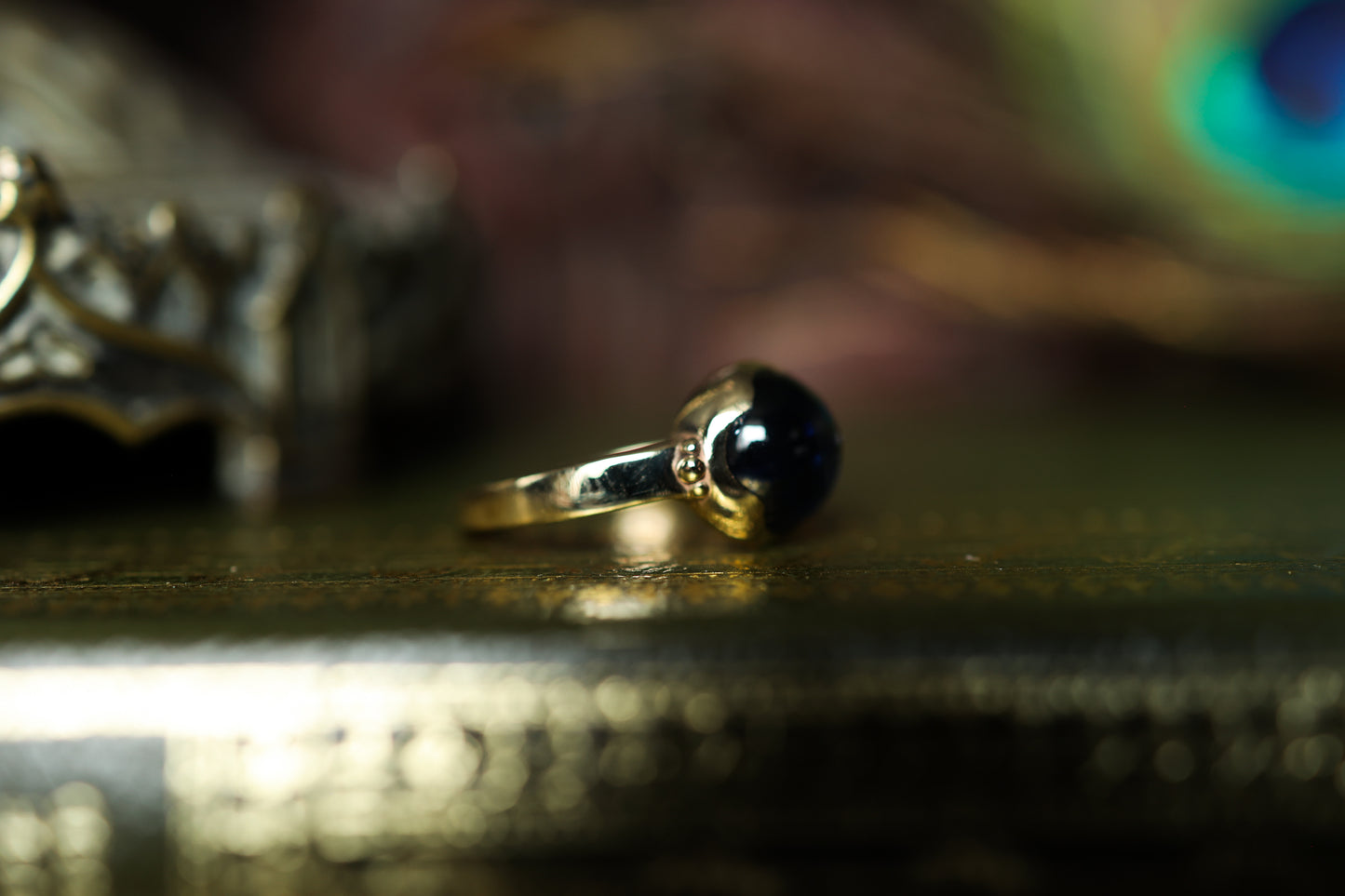 Tudor Ring - Gold & Lab Sapphire