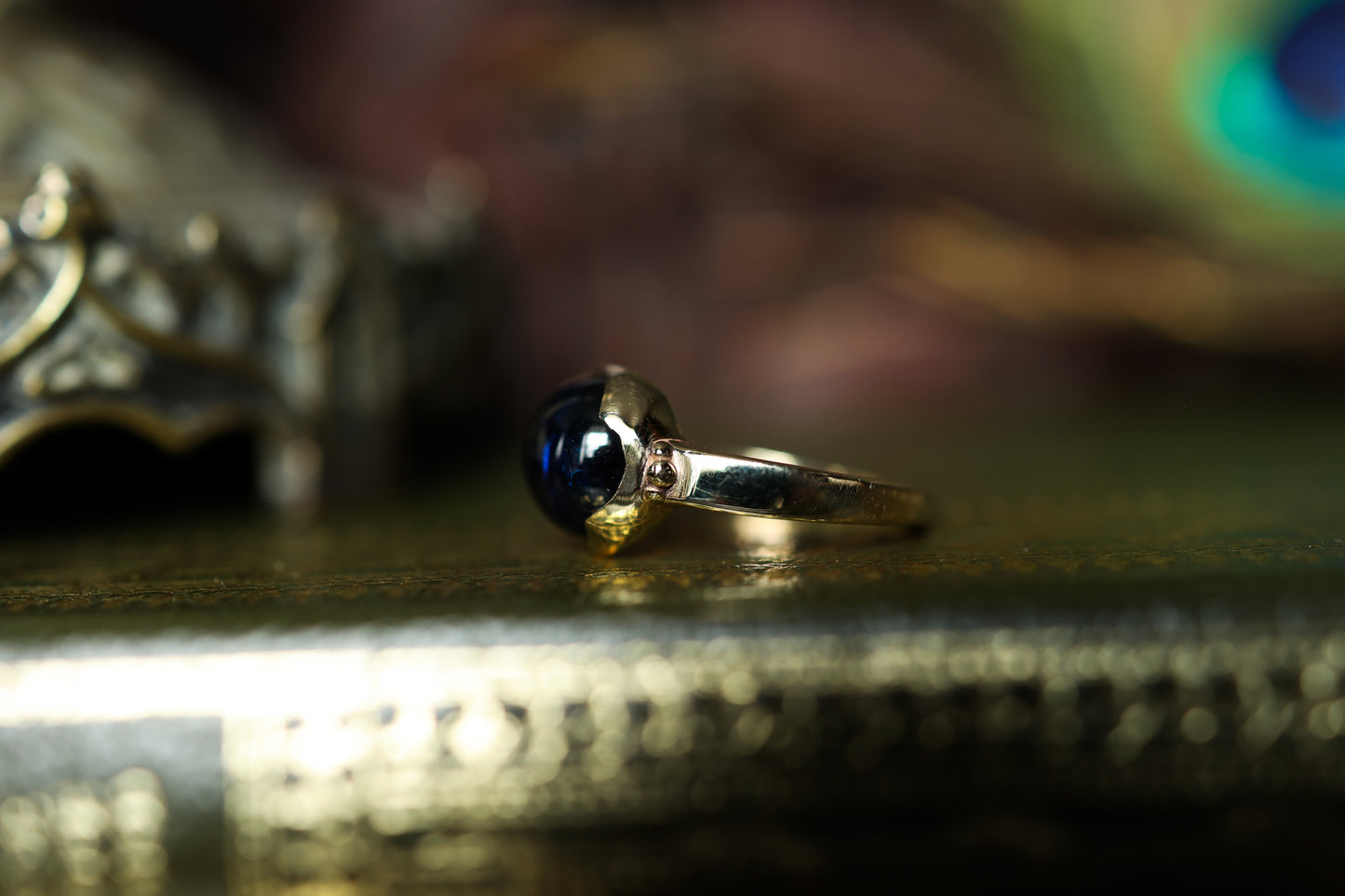 Tudor Ring - Gold & Lab Sapphire