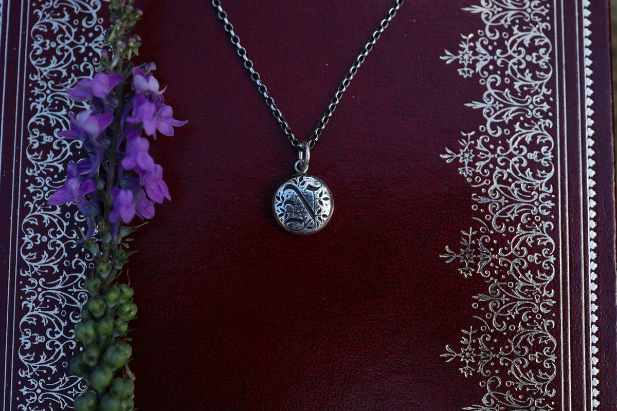 Gothic Initial Pendant - Silver