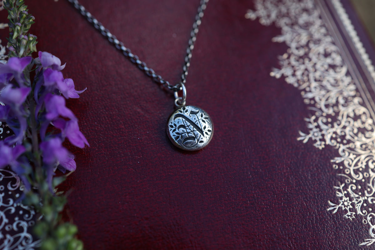 Gothic Initial Pendant - Silver