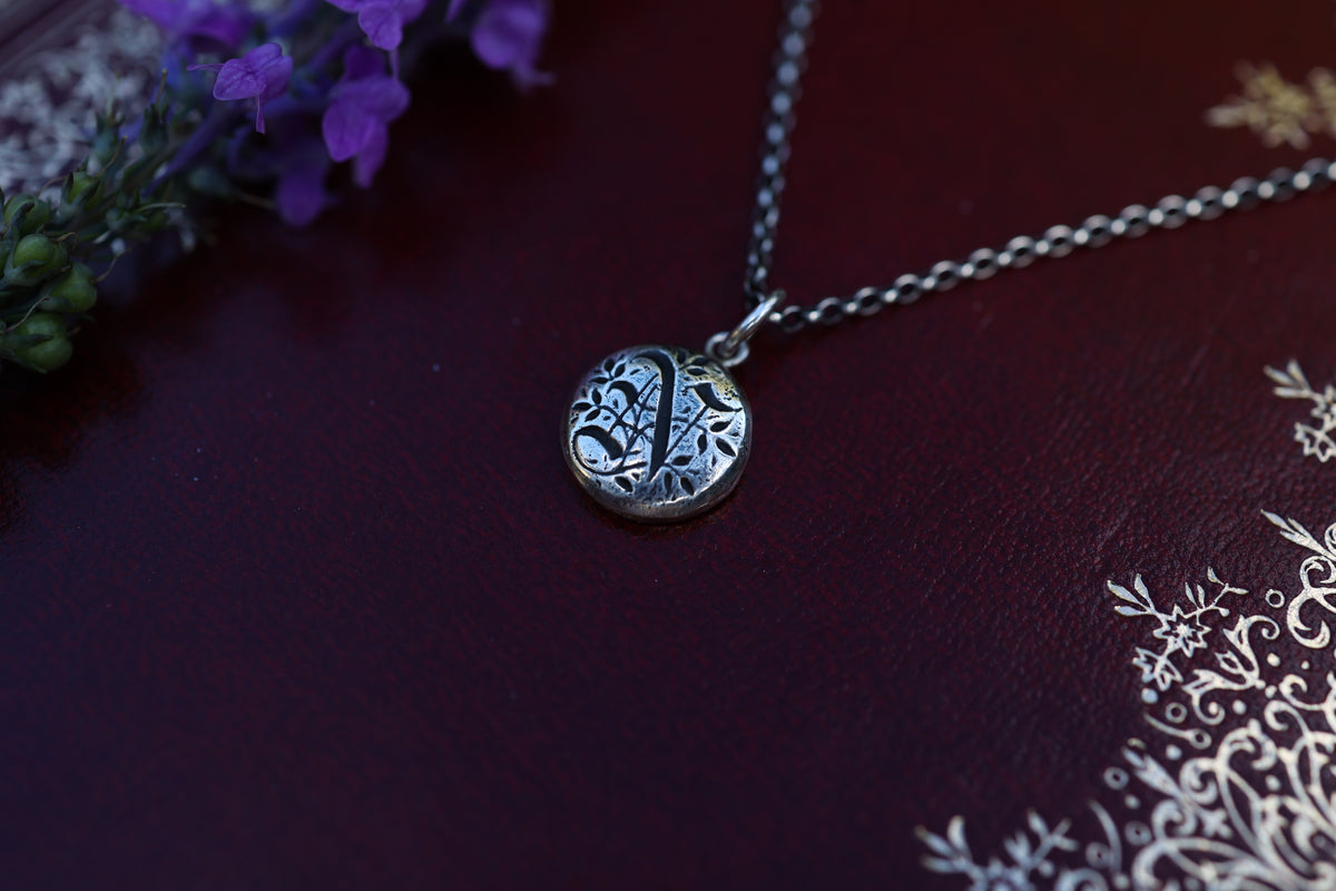 Gothic Initial Pendant - Silver