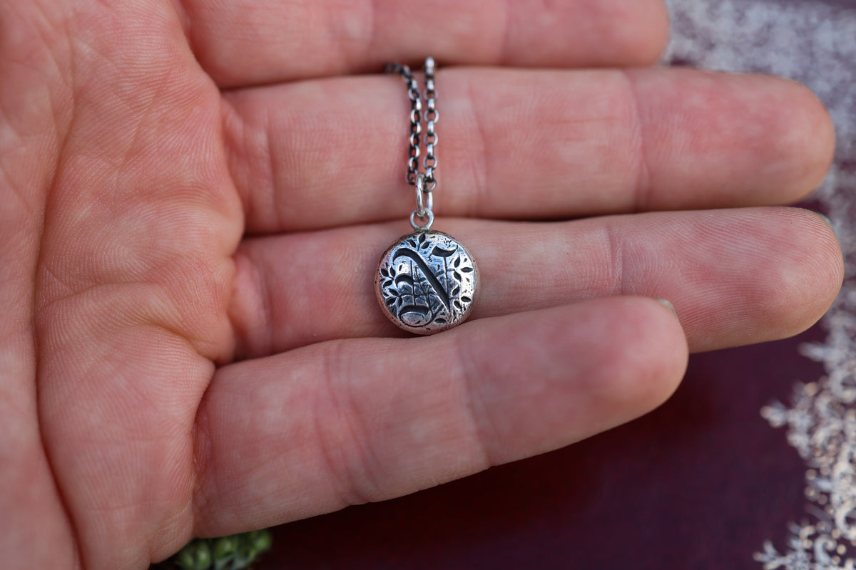 Gothic Initial Pendant - Silver